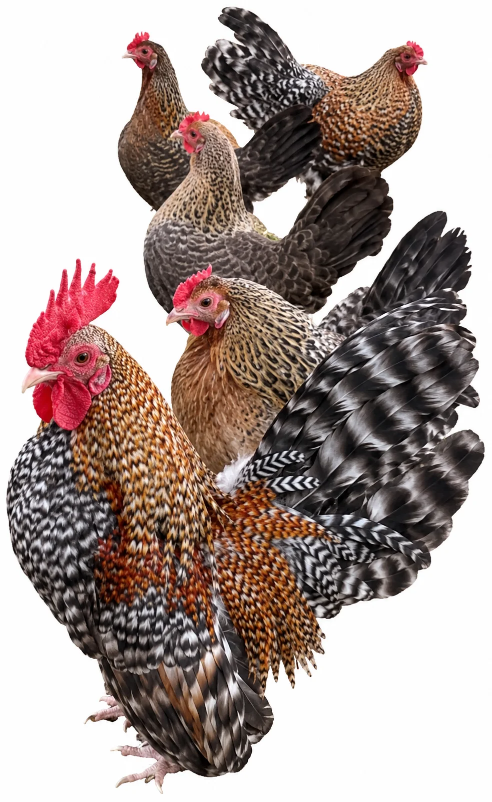 Pareja de gallitos aztecas color creel, gallo y gallina